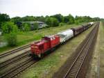 Am 07.06.2012 ist eine 298 mit ihrem Gz 53145 auf dem Weg nach Rdersdorf als sie bei ihrer Durchfahrt des Bahnhofs Frdersdorf (b. Berlin) angelichtet werden konnte.
Die Fuhre hatte an diesem Tag +20 min.

