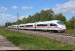 Nachschuss auf 403 018 (Tz 318  Münster (Westf.) ) als ICE 1005 (Linie 29) von Berlin Gesundbrunnen nach München Hbf, der in Hohenthurm auf der Bahnstrecke Berlin–Halle (KBS 250)