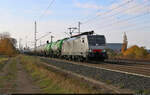 Kesselzug mit 189 843-6 (Siemens ES64F4-843) unterwegs in Landsberg (Saalekreis) Richtung Bitterfeld.
Die Lok wurde 2011 in Dienst gestellt und fuhr in ihren ersten Einsatzwochen die RB20 von DB Regio Südost zwischen Halle(Saale)Hbf und Eisenach.

🧰 Akiem S.A.S., vermietet an die Netzwerkbahn Sachsen GmbH (NeS)
🕓 18.11.2023 | 11:45 Uhr