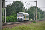 VT 015 als P 24186 auf Überführungsfahrt von Delitzsch unt. Bf nach Leipzig HBF, in Zschortau am 24.05.2016