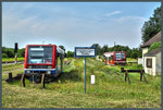 504 002 wartet am 22.07.2016 im Bahnhof Pritzwalk auf Fahrgäste Richtung Putlitz.