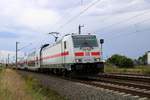 146 558-2 DB als IC 2443 (Linie 55) von Köln Hbf nach Dresden Hbf fährt in Niemberg auf der Bahnstrecke Magdeburg–Leipzig (KBS 340).