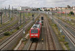 Da die GDL wieder gestreikt hatte, fiel der  RE20  nach Magdeburg Hbf (so die Zielanzeige) freilich kurz aus. Hinter 146 028-6 war noch 146 012-0 mit dabei.
Aufgenommen von der Berliner Brücke an der Zugbildungsanlage (ZBA) Halle (Saale).

🧰 Elbe-Saale-Bahn (DB Regio Südost)
🚩 Bahnstrecke Magdeburg–Leipzig (KBS 340)
🕓 24.8.2021 | 10:58 Uhr