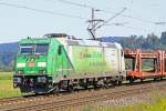 DB Schenker 185 389-4 am 22.08.15 13:40 mit leerem Autozug nördlich von Salzderhelden in Richtung Göttingen