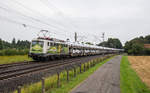 140 002 fährt mit einem Autozug bei Langwedel in Richtung Bremen, aufgenommen am 17.