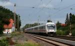 IC 2037 (Norddeich Mole-Leipzig Hbf) mit Schublok 101 075-0 bei der Durchfahrt Langwedel 17.8.10