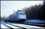 101055 mit Fleisch Werbung ist hier in Hasbergen am 1.1.2002 um 12.46 Uhr mit einem Intercity nach Münster unterwegs.