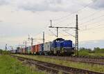 BRLL 4185 029, vermietet an LOCON (322), mit Containerzug DGS 68735 Bremen-Grolland - Bönen (Diepholz, 10.05.2021).