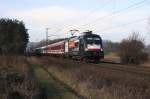 HKX 1801 mit Taurus ES 64 - U 2 036 ist am 8.3.2014 um 09.03 Uhr in Lengerich Schollbruch auf dem Weg nach Hamburg.