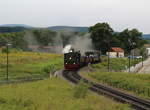 99 5902 und 99 5901 erreichen mit ihrem Traditionszug (Wernigerode - Brocken - Wernigerode) den Bahnhof von Wernigerode.