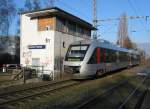 Alter Haltepunkt mit neuem Namen: Bochum-Riemke wird von der Glckauf-Bahn mit VT11 002 (95 80 0 648 329-0 D ABRN) bedient.