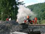 Verschiebung der neuen Eisenbahn Brcke in Freienohl.