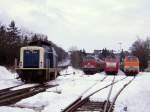 Loktreffen in Winterberg am 18.02.1990 mit 212 272, 218 138, 215 031 und 218 137.