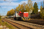   Die KSW 47 (92 80 1271 027-5 D-KSW), ex D 2 der HFM, eine Vossloh G 1000 BB der KSW (Kreisbahn Siegen-Wittgenstein), am 30.10.2019 auf Rangierfahrt in Kreuztal.