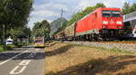 185 385-2 DB kommt aus Richtung Köln mit einem langen gemischten Güterzug aus Köln-Gremberg(D) nach Mannheim und fährt in Richtung Koblenz auf der Rechte Rheinstrecke KBS 465 bei