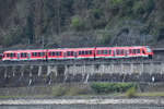 Der Dieseltriebzug 620 518-0 war Mitte April 2021 bei Remagen zu sehen.