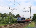 110 469-4 der  National Express  (gehört jetzt zur TRI, Train Rental GmbH) fährt am 16.7.2016 auf der linken Rheinstrecke, KBS 470, mit einem AKE-Sonderzug nordwärts in voller Fahrt