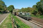 BayernBahn 151 119 (ex DB) mit  Henkelzug  Langenfeld - Wassertrüdingen, umgeleitet wegen Sperrung der rechten Rheinstrecke aufgrund Güterzugentgleisung in Niederlahnstein am 30.08.2020 (Bacharach, 17.09.2020).