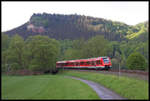 VT 620538 am 1.5.2018 um 8.46 Uhr kurz vor Kordel auf dem Weg nach Gerolstein.