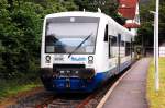 In Heimbach am Prellbock steht der VT 740 der Rurtalbahn am Samstag 16.6.2012