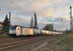 Railpool 186 299-4 mit einem Keselwagenzug am Dienstag den 5.2.2019 in Rheydt.