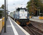 V155 von der Rurtalbahn kommt die Kohlscheider-Rampe hoch aus Richtung Herzogenrath mit einem Containerzug aus Rotterdam(NL) nach Stolberg-Gbf-Rheinland(D) und fährt durch Kohlscheid in Richtung