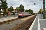 Durch Korschenbroich ist die Crossrail 185 602-0 mit einem Containerzug in Richtung Mönchengladbach unterwegs.