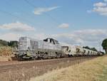 DE 501/alias 4185 017-6 der Rheincargo kommt mit Silowagen aus Neuss Weissenberg gen Osterath am Freitagabend den 10.8.2018