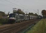 Vollzug aus Heilbronn! Hier kommen die 182 599-1 und 182 525-6 mit einem Zug aus leeren Kohlewagen, die auf dem Hinweg den Brennstoff für das Kohlekraftwerk in Heilbronn gebracht habe und nun