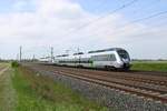 1442 117 und 1442 616 (Bombardier Talent 2) der S-Bahn Mitteldeutschland als S 37573 (S5) von Halle(Saale)Hbf nach Zwickau (Sachs) Hbf fährt bei Benndorf auf der Bahnstrecke Magdeburg–Leipzig (KBS 340). [25.5.2017 - 14:44 Uhr]