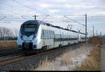 Nachschuss auf 1442 209 und 1442 210 (Bombardier Talent 2) der S-Bahn Mitteldeutschland (DB Regio Südost) als S 37335 (S3) von Halle(Saale)Hbf nach Leipzig-Connewitz, die bei Benndorf auf der