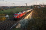 232 673 der LEG mit dem leeren Kesselzug nach Bitterfeld bei Unterkotzau, 20.04.2017