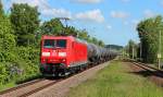 Am 185 166-6 fährt am 17.05.2015 mit dem GC 62329 (Rhäsa - Ingolstadt) durch Zwickau-Pölbitz.