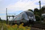 9442 301 (Bombardier Talent 2) von Abellio Rail Mitteldeutschland als SE 74533 (SE15) von Saalfeld(Saale) nach Leipzig Hbf fährt in Bad Kösen auf der Bahnstrecke Halle–Bebra (KBS 580).