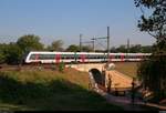 Nachschuss auf 9442 808 (Bombardier Talent 2) von Abellio Rail Mitteldeutschland als RE 74581 (RE18) von Saalfeld(Saale) nach Halle(Saale), der in Merseburg zwischen dem Hinteren und Vorderen