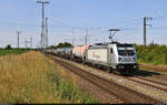 Kesselzug mit 187 079-9 unterwegs in Großkorbetha in nördlicher Richtung.

🧰 RheinCargo GmbH & Co. KG
🕓 14.7.2023 | 9:40 Uhr