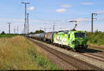 192 033-9 (Siemens Smartron) ist unterwegs mit Ökostrom und Kesselwagen in Großkorbetha in nördlicher Richtung.

🧰 RheinCargo GmbH & Co. KG
🕓 14.7.2023 | 10:24 Uhr