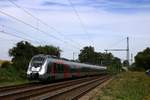 9442 305 (Bombardier Talent 2) von Abellio Rail Mitteldeutschland als RB 74616 (RB20) von Halle(Saale)Hbf Gl. 13a nach Eisenach fährt in Schkortleben auf der Bahnstrecke Halle–Bebra (KBS 580). [8.8.2017 - 11:55 Uhr]