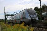 9442 811 (Bombardier Talent 2) von Abellio Rail Mitteldeutschland als RE 74569 (RE16) von Erfurt Hbf nach Naumburg(Saale)Hbf fährt in Bad Kösen auf der Bahnstrecke Halle–Bebra (KBS