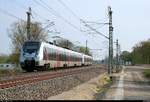 9442 615 und 9442 ??? (Bombardier Talent 2) von Abellio Rail Mitteldeutschland als RE 74591 (RE18) von Saalfeld(Saale) nach Halle(Saale)Hbf fahren in Schkopau auf der Bahnstrecke Halle–Bebra (KBS 580). [22.4.2018 | 16:43 Uhr]