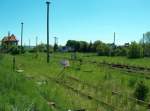 Ausfahrtsgleise im Bahnhof Vitzenburg, frher Ausgangspunkt der Eisenbahnstrecke nach Querfurt, was man an dem Gleis im Vordergrund noch erkennen kann; 10.05.2008