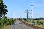 Blick vom ehemaligen Bahnsteig Gleis 2 in Reinsdorf bei Artern in Richtung Bretleben.