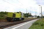 MaK G 1206 von Alpha Trains als Tfzf fährt in Zscherben auf der Bahnstrecke Halle–Hann. Münden (KBS 590) Richtung Sangerhausen. Grüße an den Tf! [4.7.2017 - 11:17 Uhr]