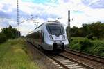 9442 606 (Bombardier Talent 2) von Abellio Rail Mitteldeutschland als RE 74706 (RE9) von Bitterfeld nach Eichenberg durchfährt den Hp Zscherben auf der Bahnstrecke Halle–Hann.