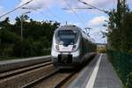 Nachschuss auf 9442 117 (Bombardier Talent 2) von Abellio Rail Mitteldeutschland als verspätete RB 74806 (RB59) von Bitterfeld nach Erfurt Hbf, der den Hp Wolferode auf der Bahnstrecke