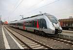 9442 613 (Bombardier Talent 2) von Abellio Rail Mitteldeutschland als RB 74781 (RB75) von Lutherstadt Eisleben nach Halle(Saale)Hbf steht im Bahnhof Angersdorf auf der Bahnstrecke Halle–Hann.