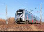 Nachschuss auf 9442 615 (Bombardier Talent 2) von Abellio Rail Mitteldeutschland als RE 74733 (RE19) von Leinefelde nach Halle(Saale)Hbf, der am Roßgraben in Angersdorf auf der Bahnstrecke