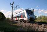 9442 614 (Bombardier Talent 2) von Abellio Rail Mitteldeutschland als RE 74735 (RE19) von Leinefelde nach Halle(Saale)Hbf fährt in der Saaleaue bei Angersdorf auf der Bahnstrecke Halle–Hann. Münden (KBS 590). [30.4.2018 | 17:48 Uhr]