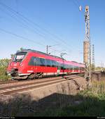 442 603 (Bombardier Talent 2) der S-Bahn Mitteldeutschland (DB Regio Südost), ehem. DB Regio NRW (Rhein-Sieg-Express) als S 37754 (S7) von Halle(Saale)Hbf Gl. 13a nach Halle-Nietleben fährt in der Saaleaue bei Angersdorf auf der Bahnstrecke Halle–Hann. Münden (KBS 590). [30.4.2018 | 18:35 Uhr]