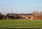 9442 ??? (Bombardier Talent 2) von Abellio Rail Mitteldeutschland als RE 74715 (RE9) von Kassel-Wilhelmshöhe nach Halle(Saale)Hbf Gl. 13a fährt in der Saaleaue bei Angersdorf auf der Bahnstrecke Halle–Hann. Münden (KBS 590). [8.4.2018 | 18:48 Uhr]